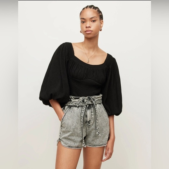 All Saints Tops - All saints tia top balloon sleeves black square neck NWT